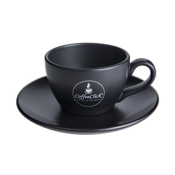 CoffeeClick taza de cappuccino con fondo negro
