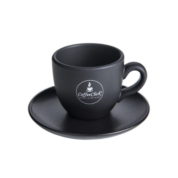 CoffeeClick Taza de café con fondo negro